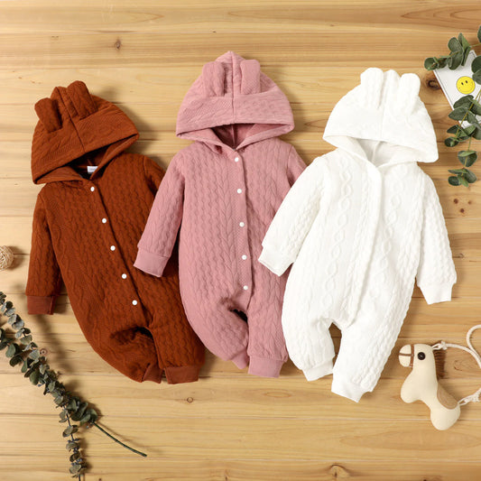 Baby Girl Hooded Cotton Romper